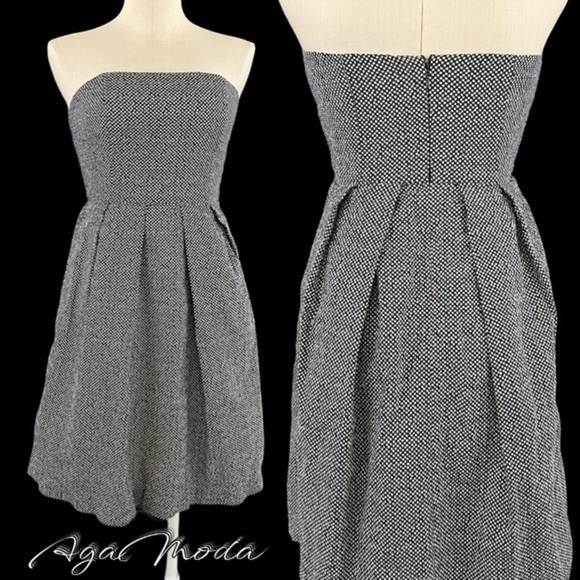 J.Crew Fit and Flare Strapless Mini Dress with Tight Spots Pattern - Picture 1 of 12